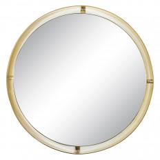 Round brass floating mirror